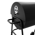 Barrel Charcoal BBQ Grill with Lid Thermometer, Portable Trolley Smoker, Wheels