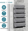 Wall Mounted Towel Holder – 5 Rail Black Bathroom Storage Rack