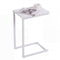 C Shaped Side Table Wood Grain Effect Black Metal Frame