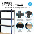 Boltless 180cm High 5 Tier Heavy Duty Steel Shelving Unit – 875kg Load, Black