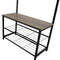 Multi-Function Coat Stand with Grey Frame & Rustic Brown Wood – Hallway Entrance