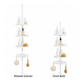 Telescopic shower pole with trays – white