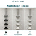 Telescopic shower pole with trays – white