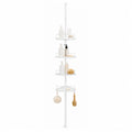 Telescopic shower pole with trays – white