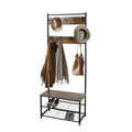 Multi-Function Coat Stand with Black Frame & Rustic Brown Wood – Hallway Entrance