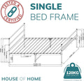 Single Metal Bed Frame with Rounded Headboard - Easy Assembly Bed Base, Under Bed Storage with Sturdy Tube Slats & Center Support Legs - 6.5ft x 3ft