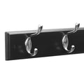 Black Wooden Coat Rack – 6 Double Hooks, Wall or Door Mountable