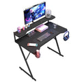Gaming Desk with Monitor Stand Carbon Fibre Top Black