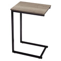 C Shaped Side Table Wood Grain Effect Black Metal Frame