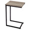 C Shaped Side Table Wood Grain Effect Black Metal Frame