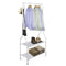 5ft Sturdy Steel White Clothes Rail With Two Shelves Hanging Storage Hooks