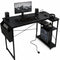 L-Shaped Gaming Desk with Built-In Charging & PC Shelf