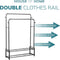 Freestanding Double Clothes Rail with 2 Shoe Racks & 4 Side Hooks – Black Steel
