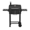 XL Charcoal BBQ Smoker with Folding Side Tables — Adjustable Coal Tray — Chimney Vent — Black