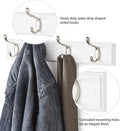 White Wooden Coat Rack – 4 Double Hooks, Wall or Door Mountable