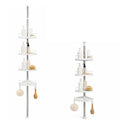 Telescopic Showe pole with trays – white & chrome