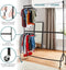 Two-Tier Heavy Duty Clothes Rail – Black Steel Garment Rack with Locking Wheels