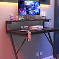 Gaming Desk with Monitor Stand Carbon Fibre Top Black
