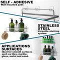 Set of 2 Stainless Steel Self-Adhesive Shower Caddies – Rust-Resistant Wall Storage