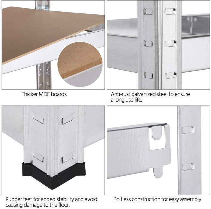 Boltless 5 Tier Shelving Racking Heavy Duty Steel Shelf Unit Shed Garage Home Galvanised