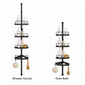 Telescopic shower pole with trays – Black