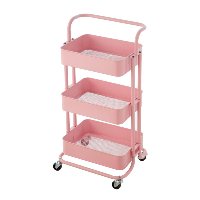 3 Tier Storage Cart On Wheels Home Kitchen Office Bath-Bedroom Organiser Pink