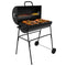 Barrel Charcoal BBQ Grill with Lid Thermometer, Portable Trolley Smoker, Wheels