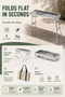 Stainless Steel Portable BBQ Grill. Large Folding Charcoal Barbecue with 72cm Cooking Surface and No Tool Assembly.