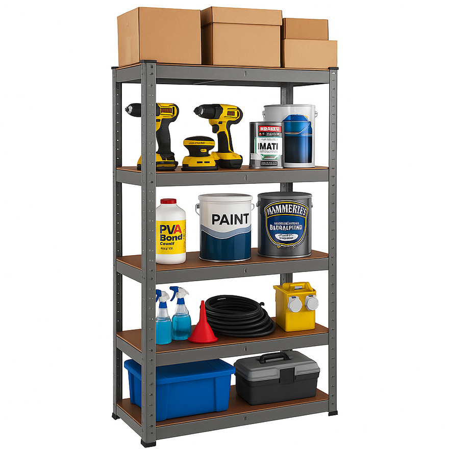 Mdf Racking Heavy Duty 5 Tier Steel & MDF Storage Rack – 1325kg Load, Grey – House ...