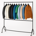 Two-Tier Heavy Duty Clothes Rail – Black Steel Garment Rack with Locking Wheels