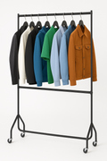 Two-Tier Heavy Duty Clothes Rail – Black Steel Garment Rack with Locking Wheels