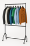 Two-Tier Heavy Duty Clothes Rail – Black Steel Garment Rack with Locking Wheels
