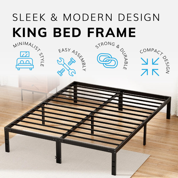 King Size Bed Frame Durable Metal Platform Bed Black Frame 151 x 201 x 35 cm