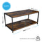 Rustic Brown 2-Tier Coffee Table 100cm – Living Room Table with Metal Frame & Shelf