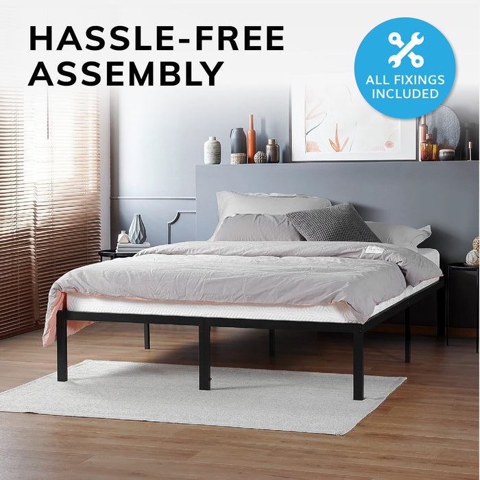 King Size Bed Frame Durable Metal Platform Bed Black Frame 151 x 201 x 35 cm