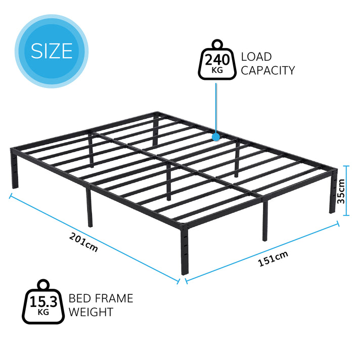 King Size Bed Frame Durable Metal Platform Bed Black Frame 151 x 201 x 35 cm