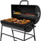 Barrel Charcoal BBQ Grill with Lid Thermometer, Portable Trolley Smoker, Wheels