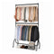 Two-Tier Heavy Duty Clothes Rail – Black Steel Garment Rack with Locking Wheels