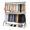 Two-Tier Heavy Duty Clothes Rail – Black Steel Garment Rack with Locking Wheels
