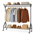 Clothing Rail Heavy Duty 6ft 5ft 4ft Hanging Clothes Shoe Hat Rack Shelf Wheels