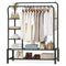 Super Heavy Duty Double Hanging Clothes Rail with Shelves & Shoe Storage – Black or White Metal, 6 Shelves