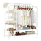 Super Heavy Duty Double Hanging Clothes Rail with Shelves & Shoe Storage – Black or White Metal, 6 Shelves