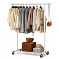 Heavy Duty Adjustable Clothes Rail with Shelf & Locking Wheels – Black, White, Gold, Chrome, Pink