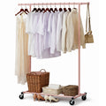 Heavy Duty Adjustable Clothes Rail with Shelf & Locking Wheels – Black, White, Gold, Chrome, Pink