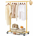 Heavy Duty Adjustable Clothes Rail with Shelf & Locking Wheels – Black, White, Gold, Chrome, Pink