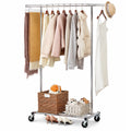 Heavy Duty Adjustable Clothes Rail with Shelf & Locking Wheels – Black, White, Gold, Chrome, Pink