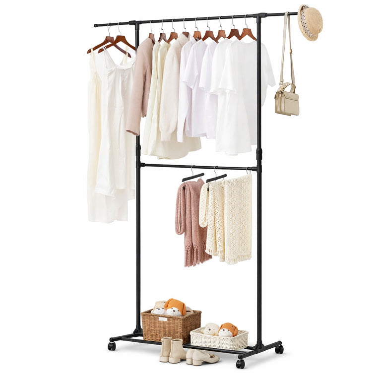 Double Clothes Rail with Adjustable Height & Extendable Top Rail