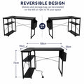 L-Shaped Gaming Desk with Built-In Charging & PC Shelf