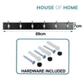 Black Wooden Coat Rack – 6 Double Hooks, Wall or Door Mountable