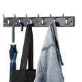 Black Wooden Coat Rack – 6 Double Hooks, Wall or Door Mountable